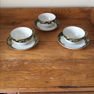 Hand painted Nippon set of three cups and saucers